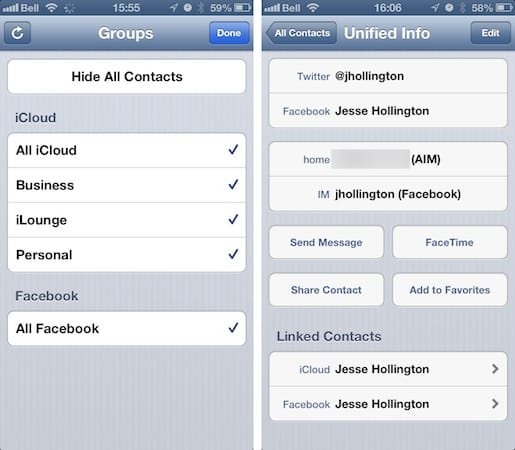 Integración de Contactos y Calendarios de Facebook en iOS 6