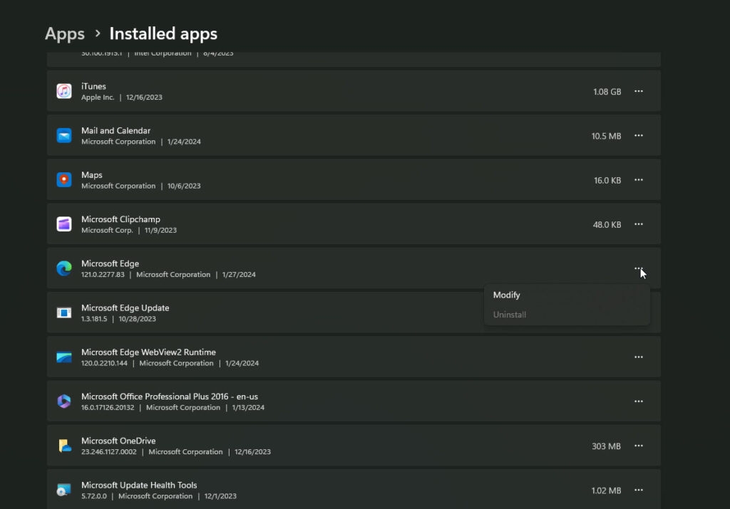 Ripara l'installazione di Edge - Microsoft Edge non risponde