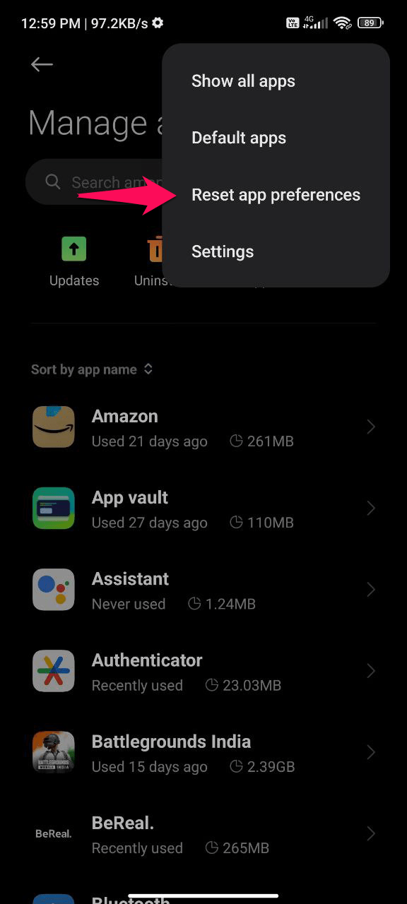 App-Einstellungen zurücksetzen