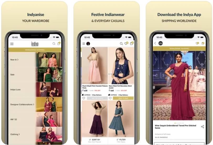 Indya - Meilleures Applications de Shopping de Vêtements en Inde