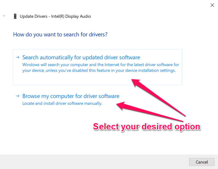 escolha Pesquisar automaticamente por software de driver atualizado