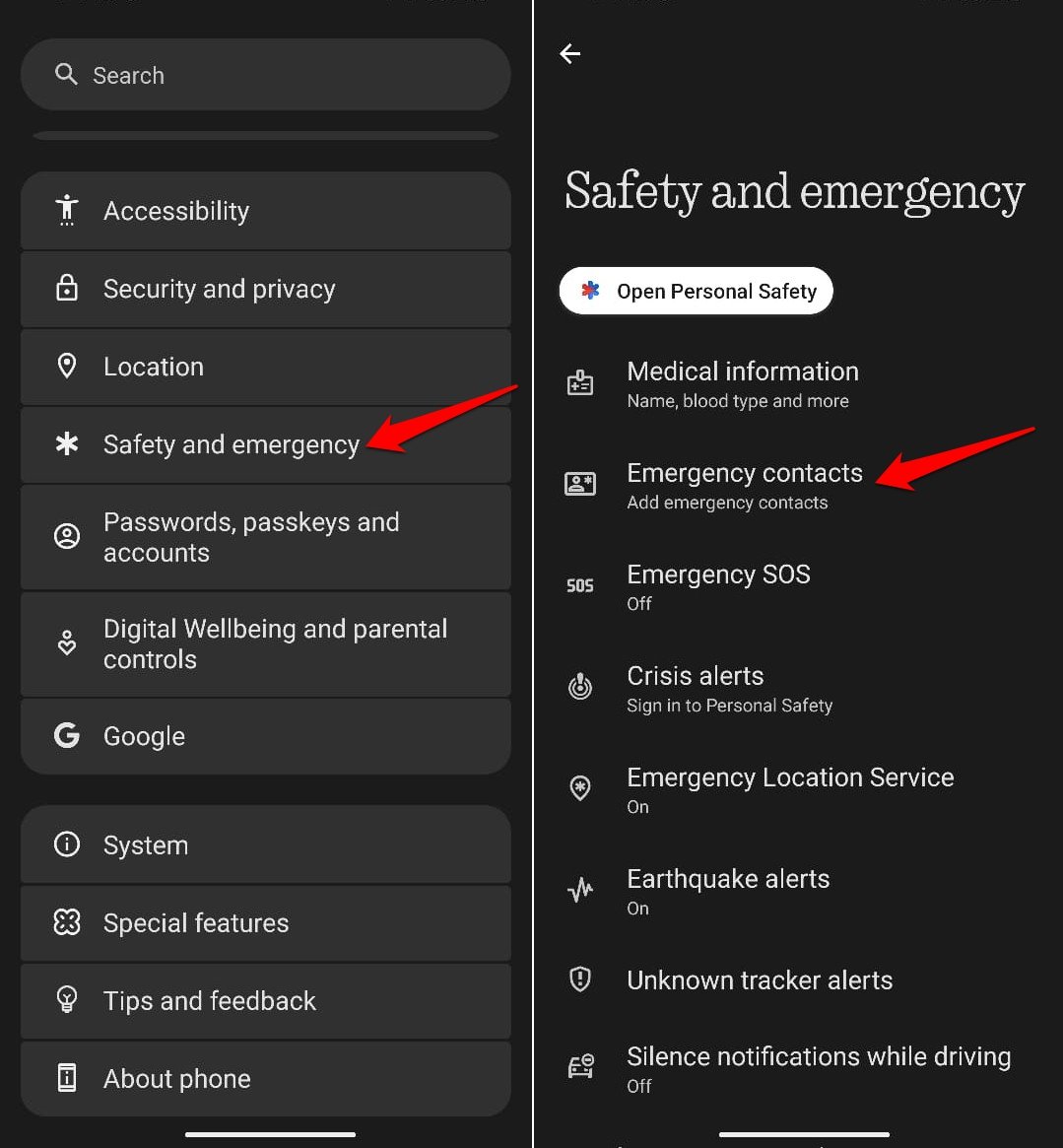 android sicherheit und notfall
