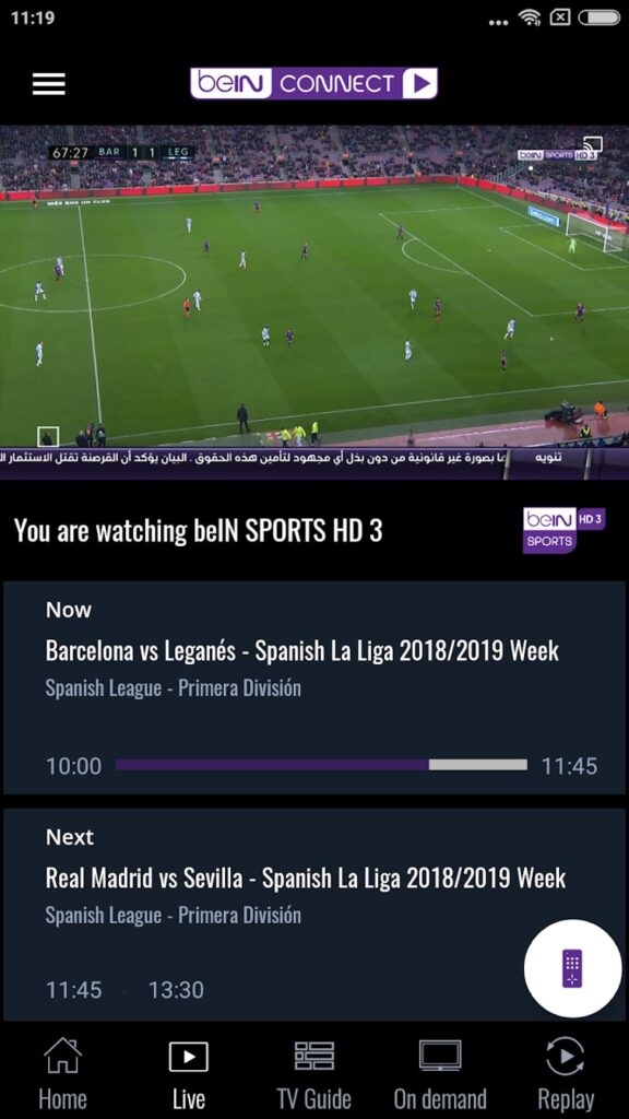beIN CONNECT - Mejores Apps para Ver Deportes en Vivo Gratis