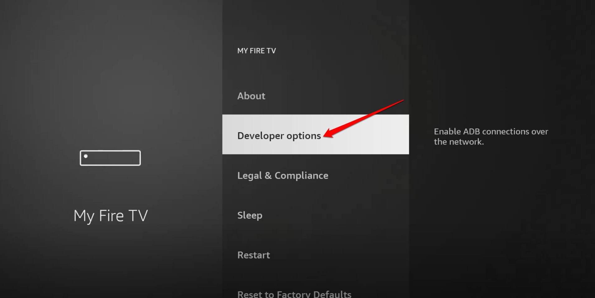 Firestickで開発者オプションにアクセス