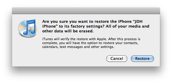 Restaurando o iPhone a partir do Backup