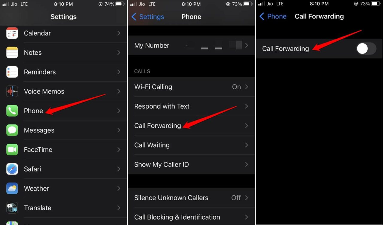 désactiver le renvoi d'appels sur iPhone
