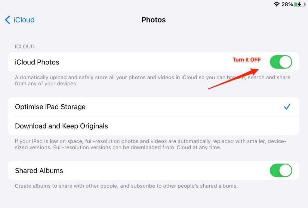 ¿Cómo desactivar la sincronización automática de fotos de iCloud?