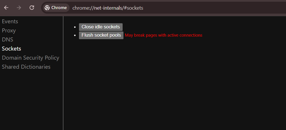 소켓 풀 플러시 - ERR_SOCKET_NOT_CONNECTED