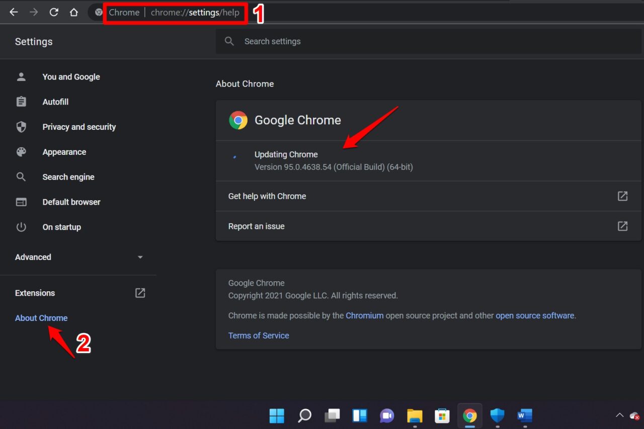 Chromeブラウザを更新