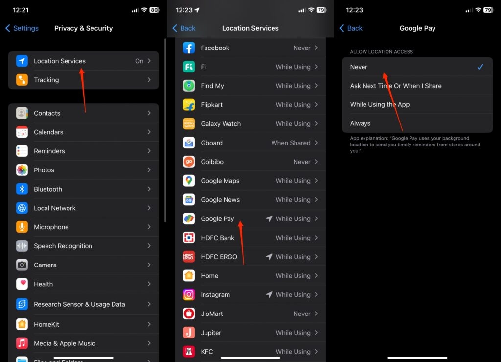 Службы определения местоположения iPhone - Пустая стрелка на iPhone