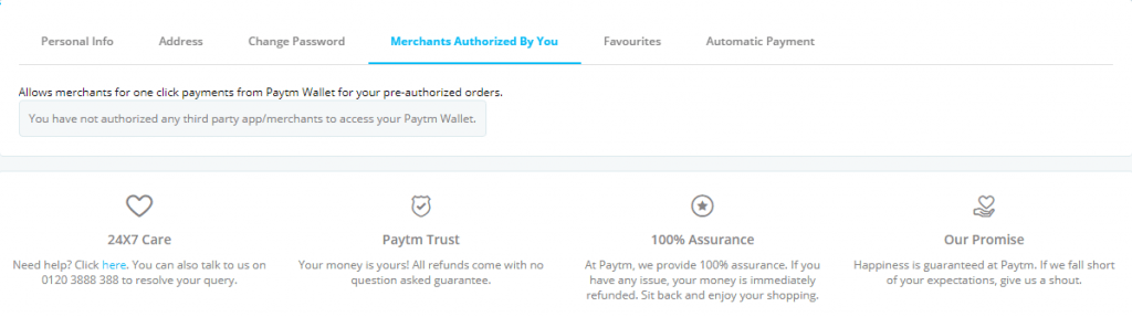 Eliminar acceso a Paytm Wallet