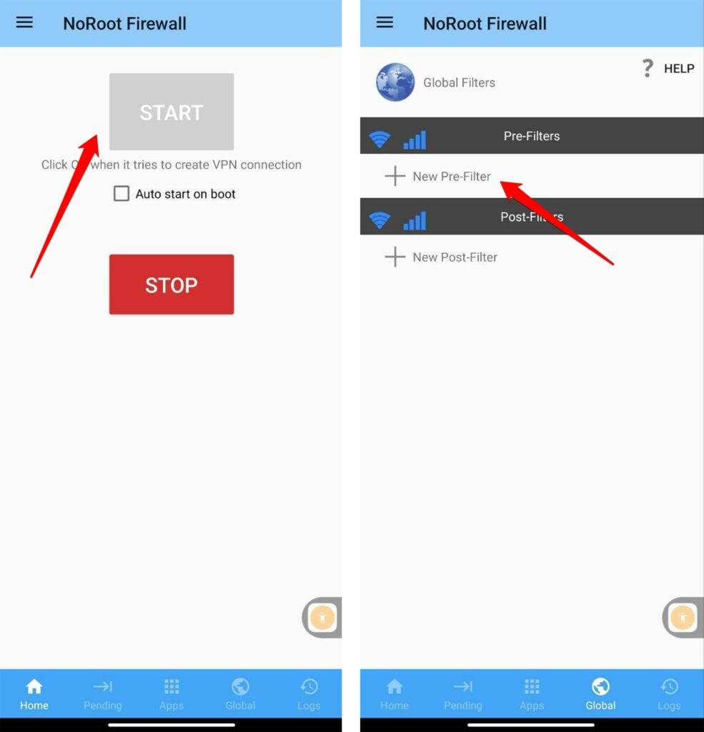 NoRoot Firewallでウェブサイトをブロックする - Androidでウェブサイトをブロックする