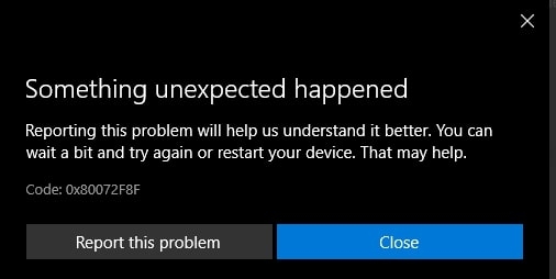 Come risolvere l'“Errore codice: 0x80072f8f” nel Microsoft Store?