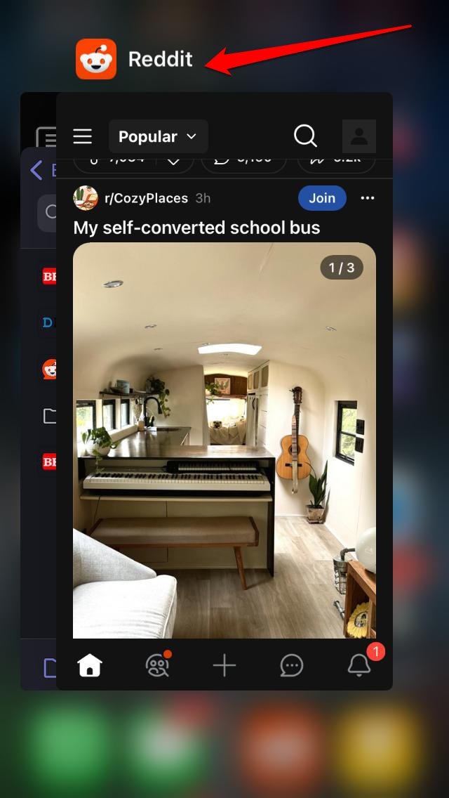 forçar o fechamento do aplicativo Reddit no iPhone