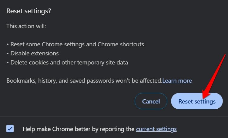 redefinir configurações do Chrome