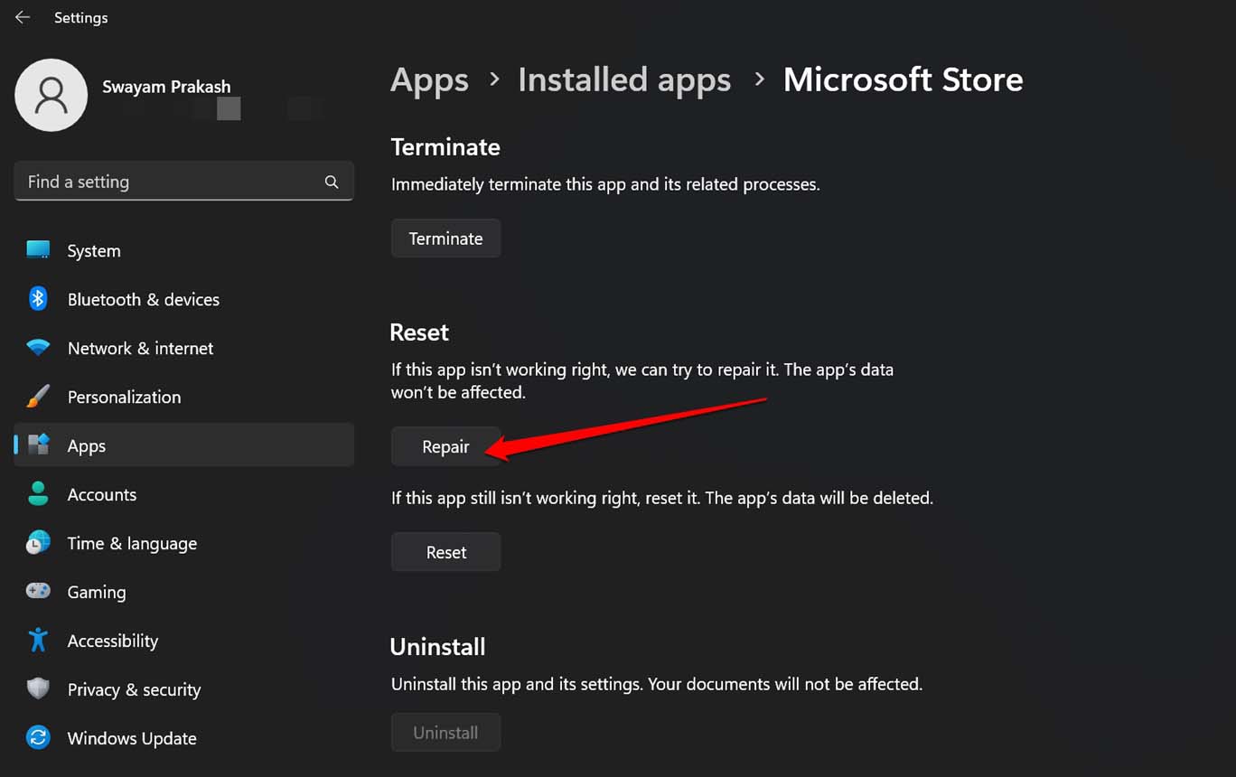 Microsoft Store reparieren