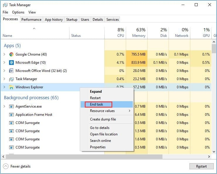 Come risolvere l'errore di File Explorer che non risponde in Windows?