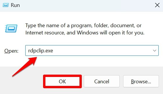 lancia il processo rdpclip su Windows