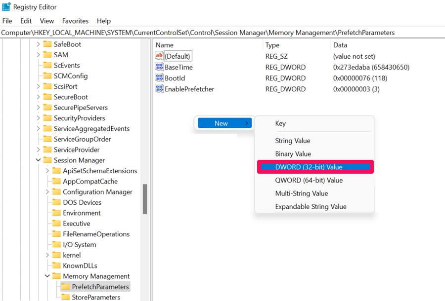 Windows 레지스트리를 통해 비활성화