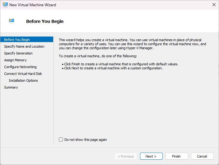 Neue virtuelle Maschine erstellen - Hyper-V auf Windows 11