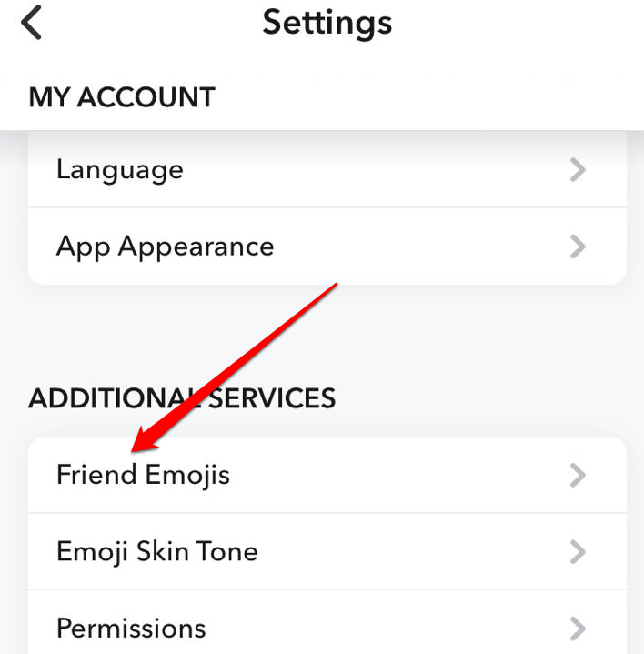 Scrollen Sie nach unten und tippen Sie auf die Option Freund-Emojis