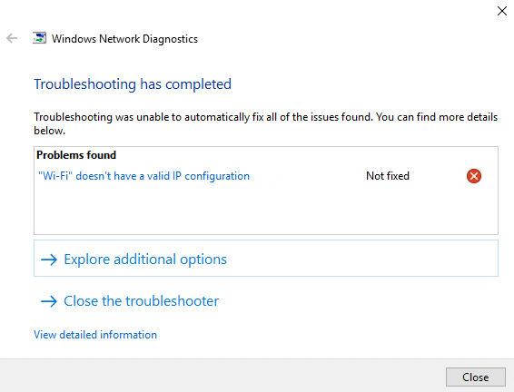 Arreglar el error de WiFi no tiene una configuración IP válida en Windows 11