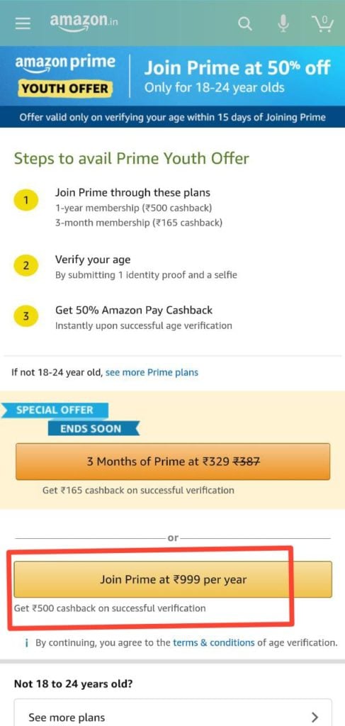 Amazon prime con 50% de descuento
