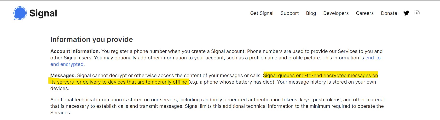 Signal Nachrichtenspeicherung