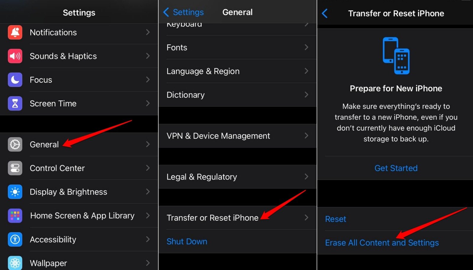 effacer tout le contenu et les paramètres sur iPhone