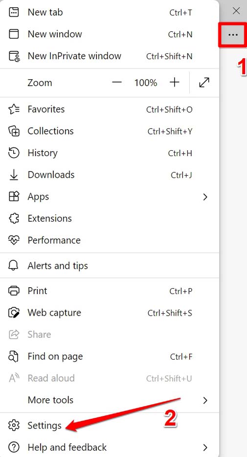 configuración del navegador edge