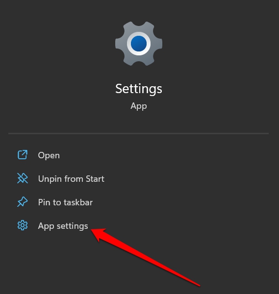 apri impostazioni app Windows