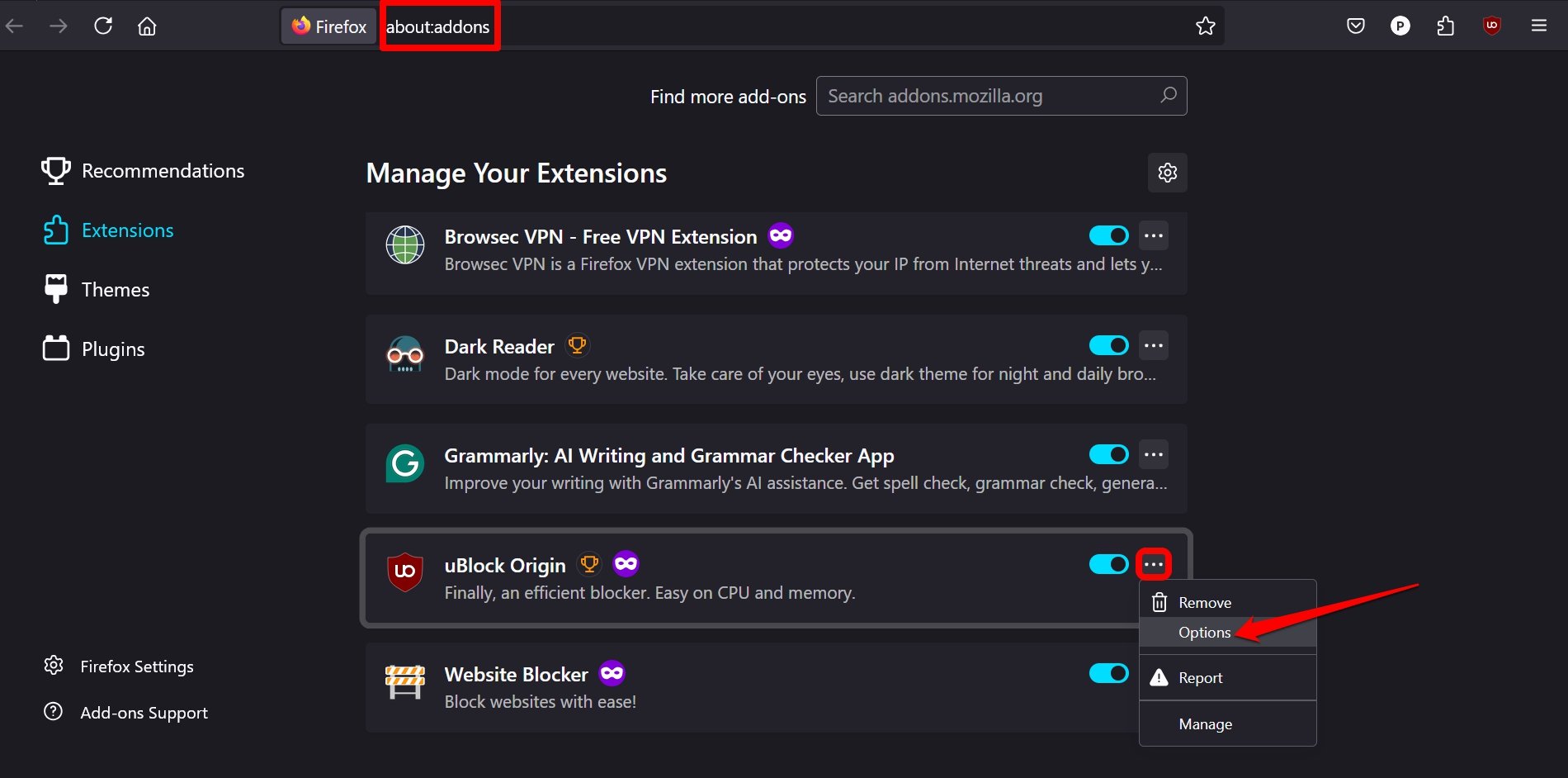 uBlock Origin 설정 관리하기