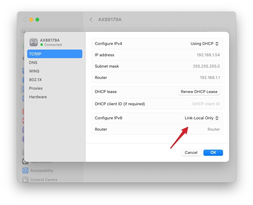IPv6を無効にするMac - Macの自己割り当てIPアドレスエラー