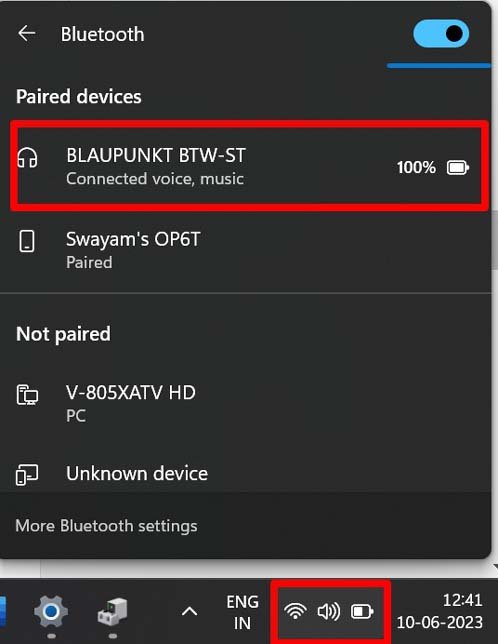 WindowsでBluetoothヘッドフォンのバッテリーレベルを確認する