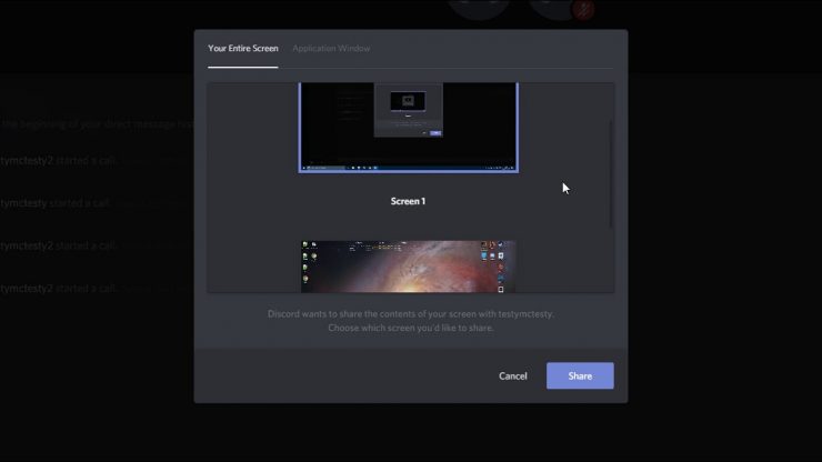 Partage d'écran Discord