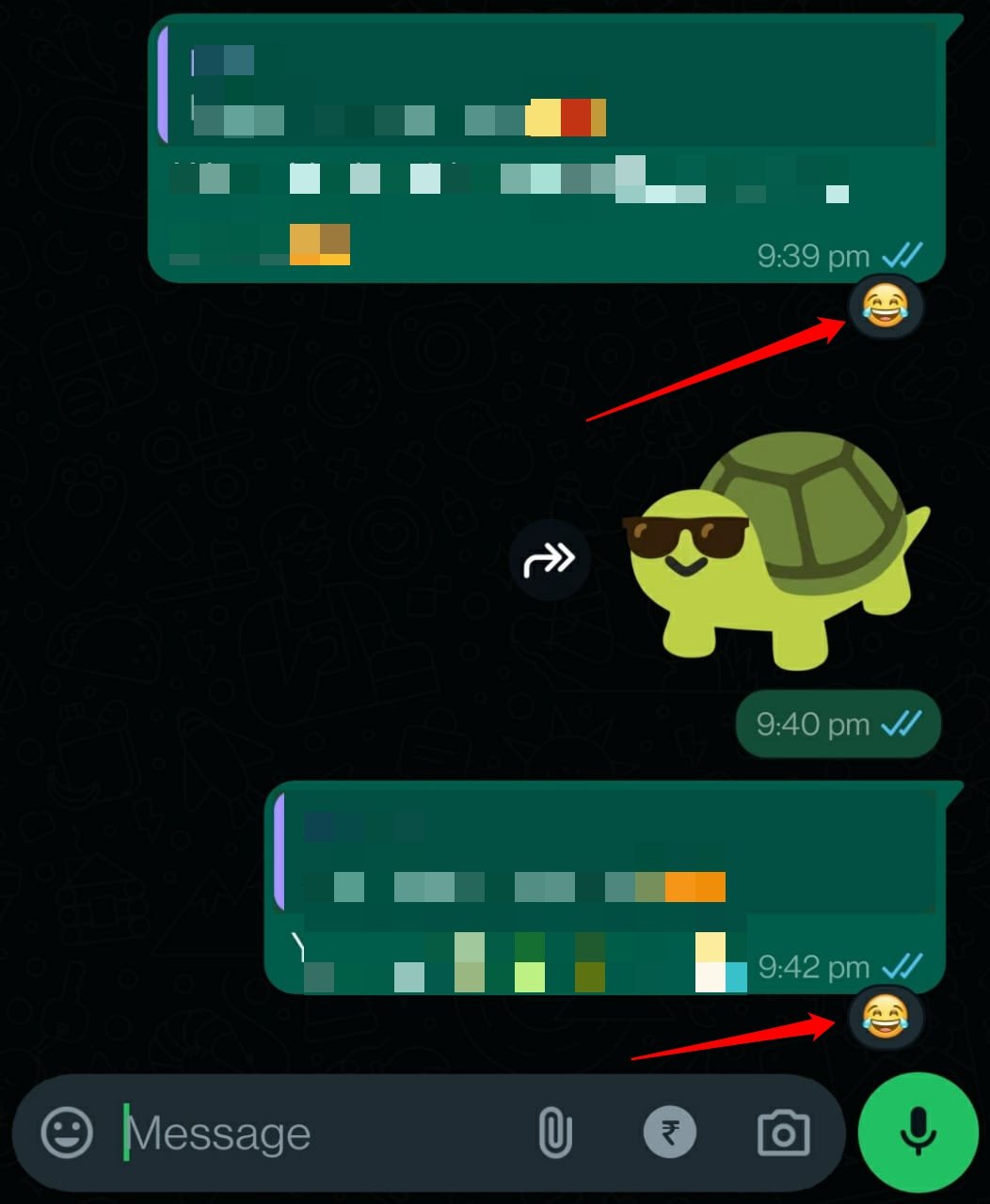 cómo reaccionar a un mensaje de WhatsApp con emoji