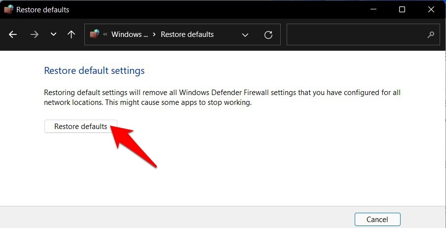 restablecer configuración predeterminada del firewall en windows 11