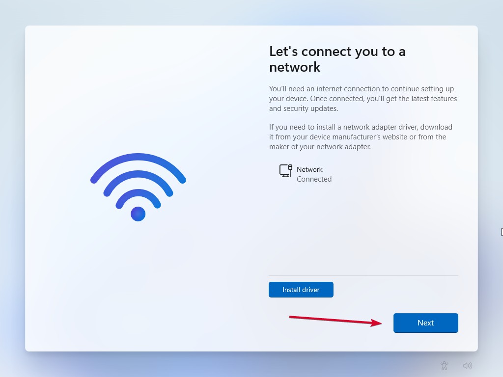 Windows 11 OOBE Network Page