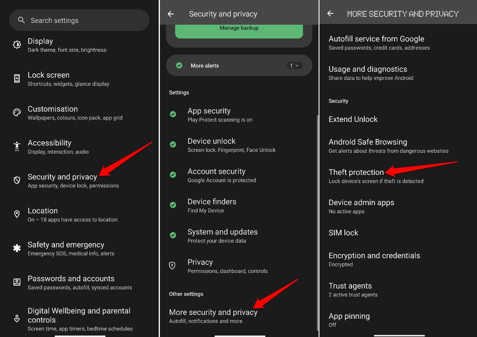 como ativar as configurações de proteção contra roubo no Android