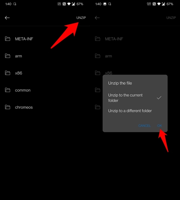 Extraer Zip en OnePlus
