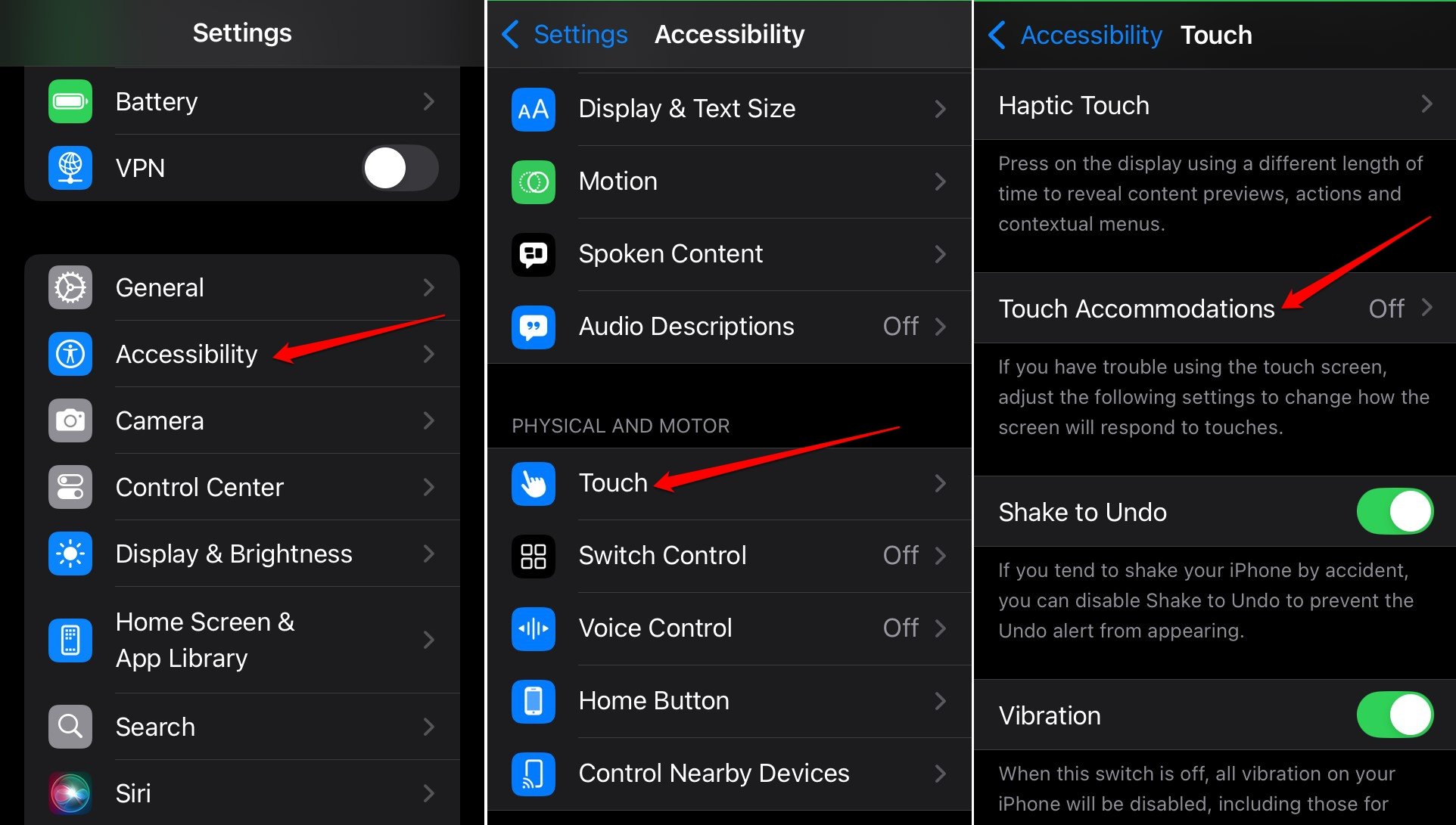 acomodaciones táctiles iOS 18