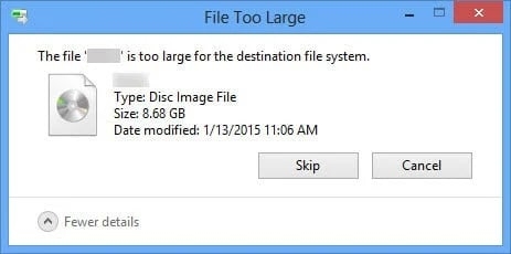 File troppo grande per il file system di destinazione