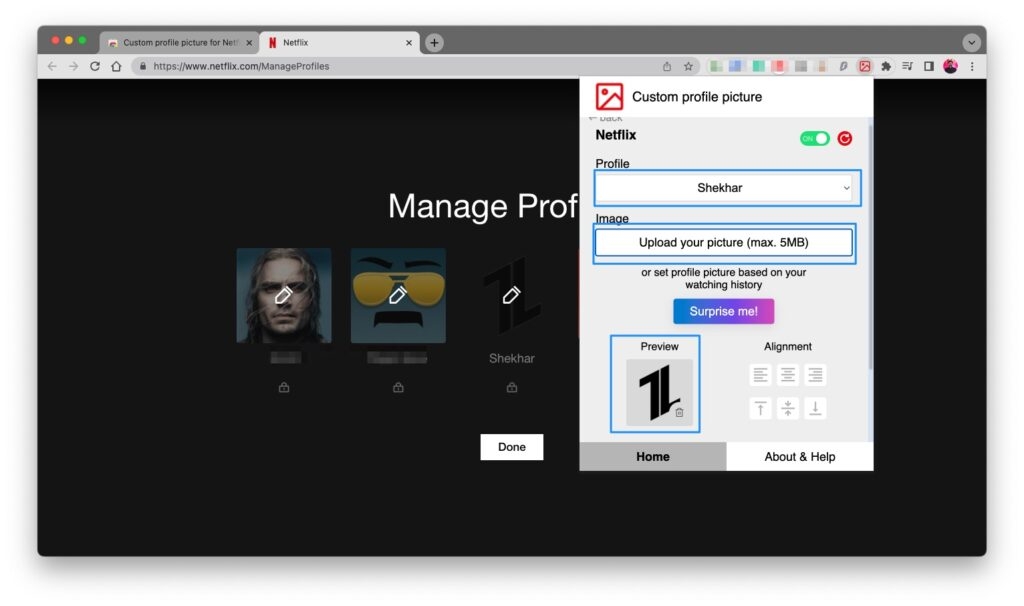 Imagen de perfil personalizada para Netflix