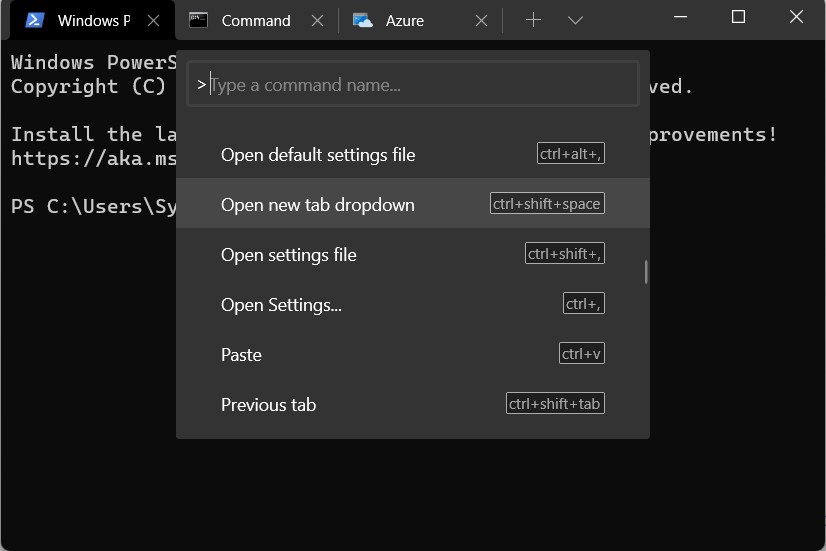 atajos del terminal de windows