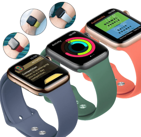 Esta é a Pulseira de Silicone Colorida para Apple Watch Series 5 de 44mm e 40mm.
