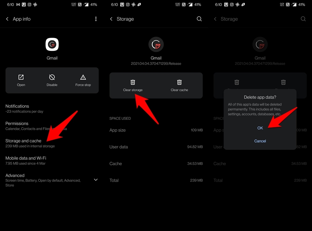 Gmail-App-Daten auf Android löschen