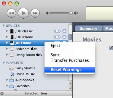 Sincronizando películas al iPod nano