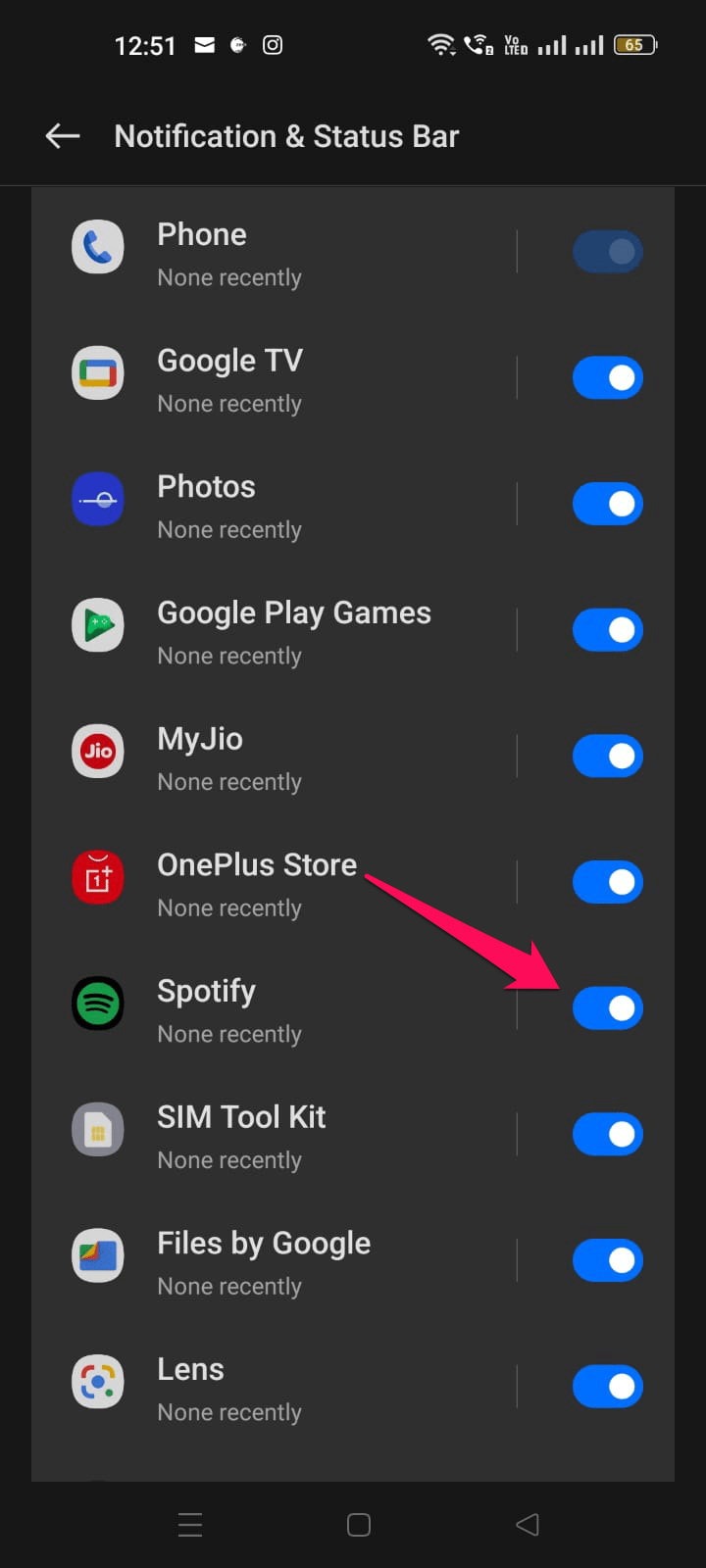 Verifique as Configurações de Notificação do Spotify