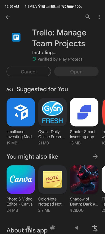Reinstalla l'app