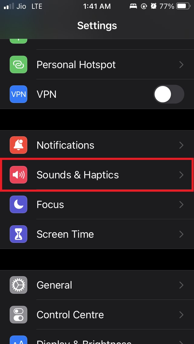 iOS Töne und Haptik öffnen